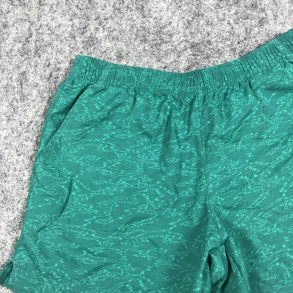 Columbia Swim Shorts Mens Small Green Geometric Print Drawstring Lined Trunks